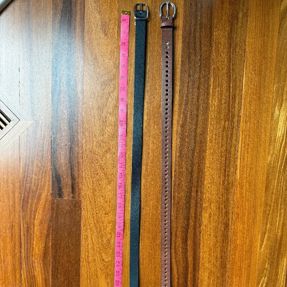 Two Girl's Belts - Black & Brown - Size XL